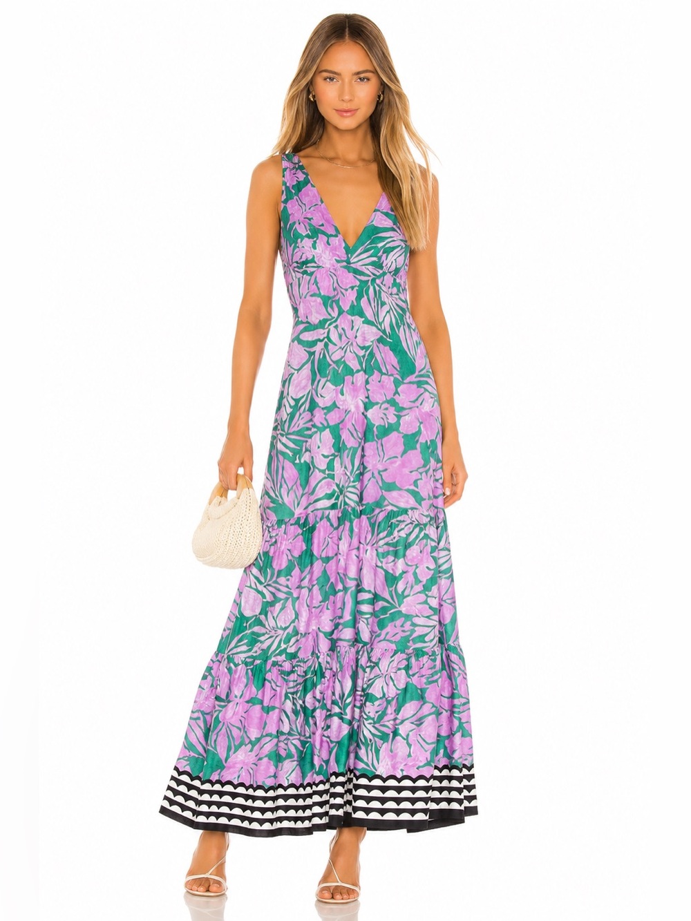 Dixie Tropical Print Maxi Dress | Size S | 100% Viscose | Made in Italy